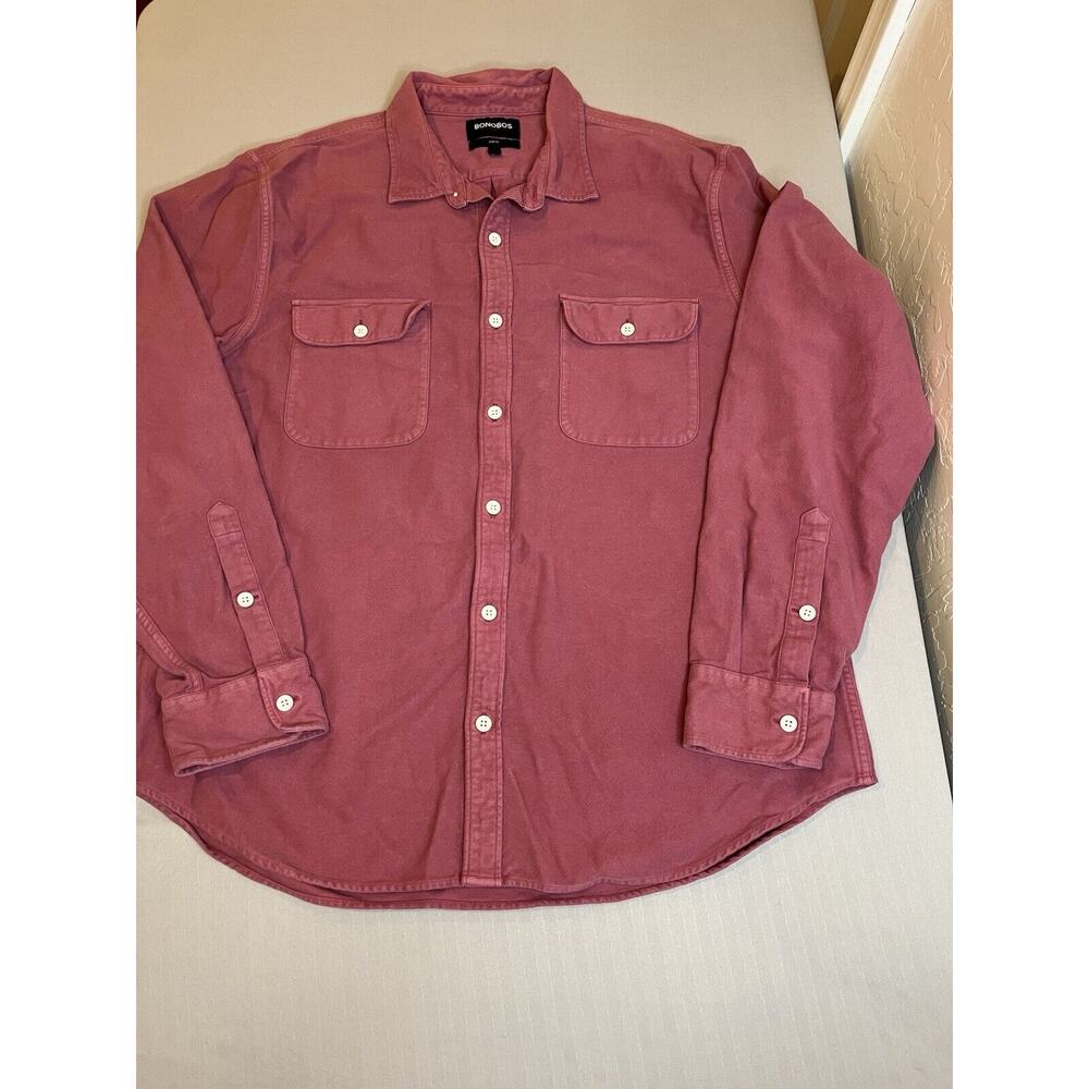 Bonobos Men's Casual Button Down Flannel Shirt in Pink